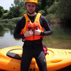Person wearing kayaking safety gear