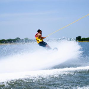 Person learning water sports activity